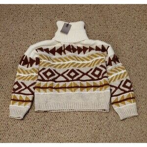 NEW Elsamanda Turtleneck Sweater Women's Large Wool Blend Knit ITALY Ivory White